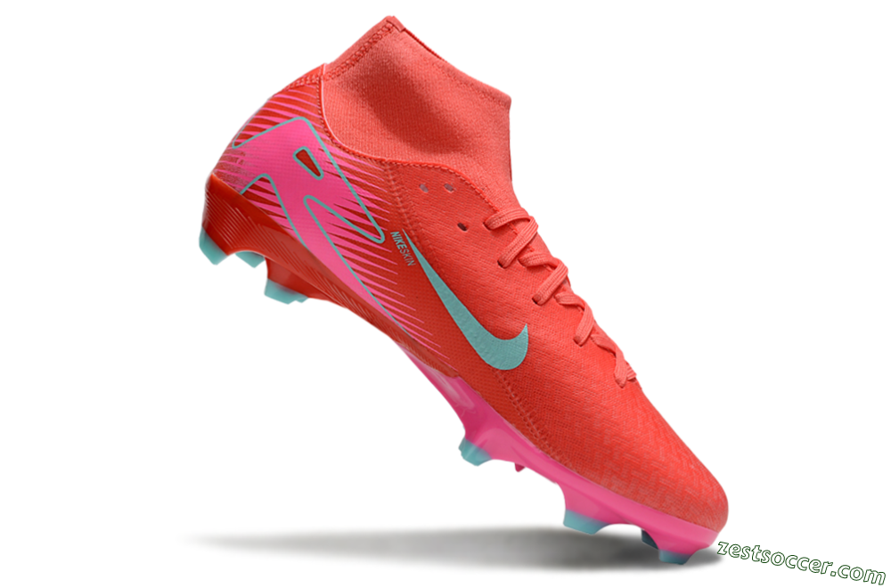 Nike Air Zoom Mercurial Superfly 10 Elite FG High-Tops Soccer Cleats - Red/Jade/Pink 4