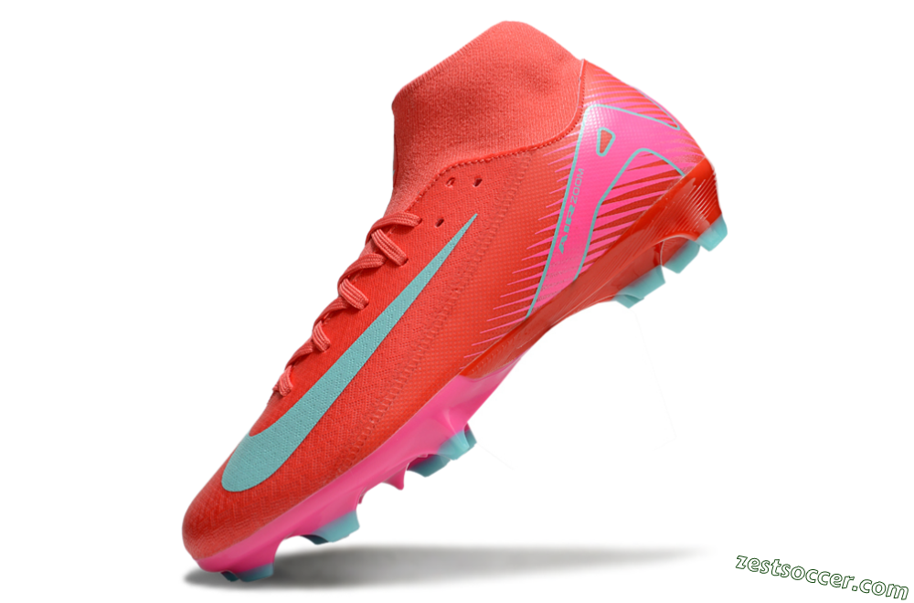 Nike Air Zoom Mercurial Superfly 10 Elite FG High-Tops Soccer Cleats - Red/Jade/Pink 5