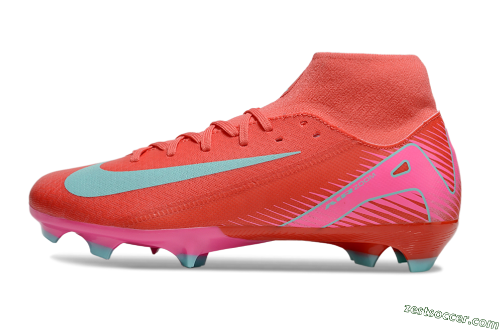 Nike Air Zoom Mercurial Superfly 10 Elite FG High-Tops Soccer Cleats - Red/Jade/Pink 2