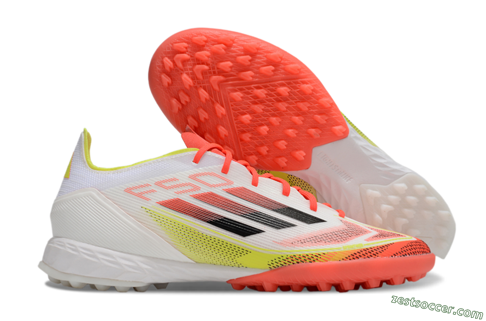 Adidas F50 Pro TF Low-Tops Soccer Shoes - White/Red/Yellow 0