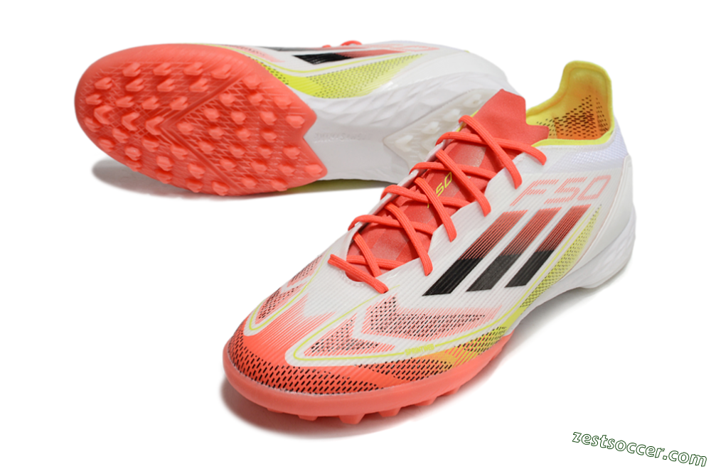 Adidas F50 Pro TF Low-Tops Soccer Shoes - White/Red/Yellow 3