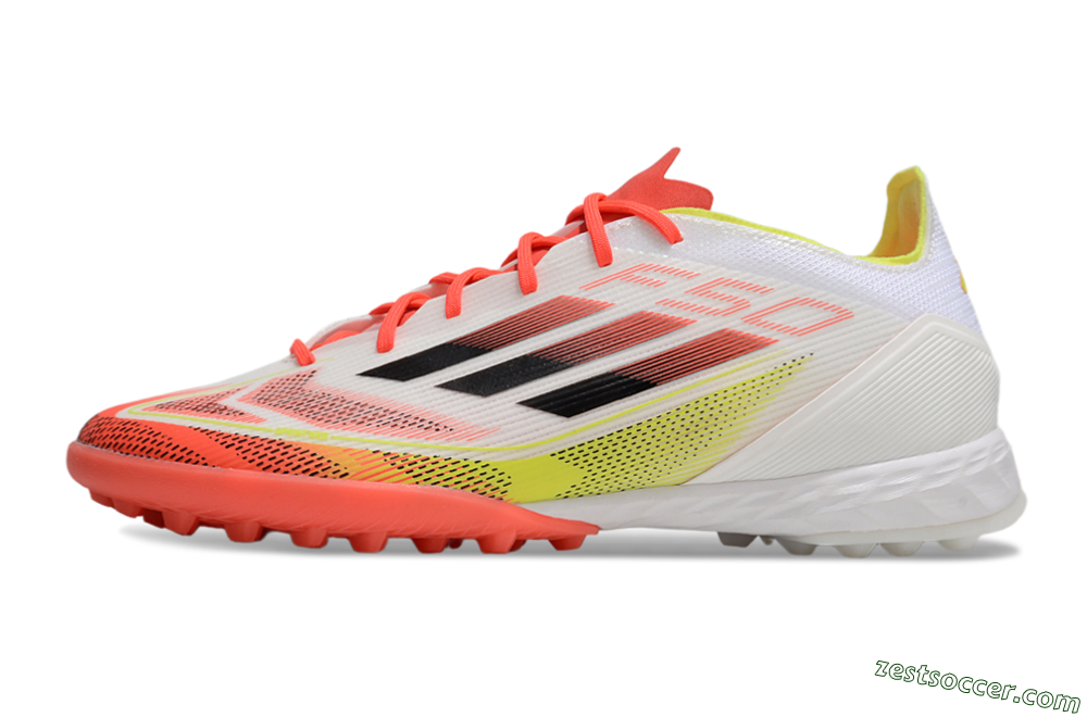 Adidas F50 Pro TF Low-Tops Soccer Shoes - White/Red/Yellow 2