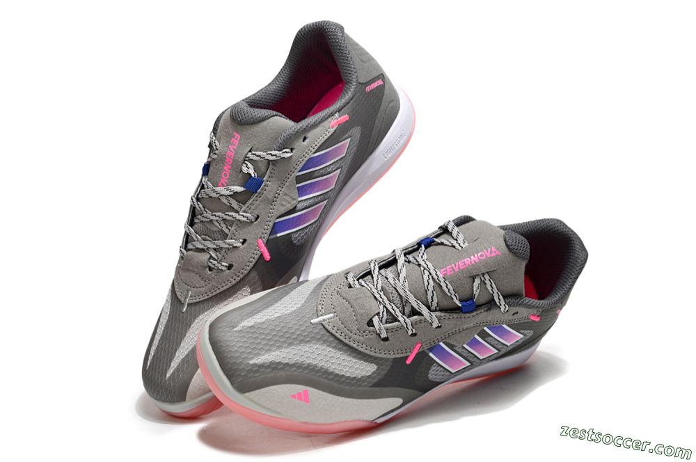 Adidas Fevernova IC Low-Tops Soccer Shoes - Grey/Purple/Pink 3