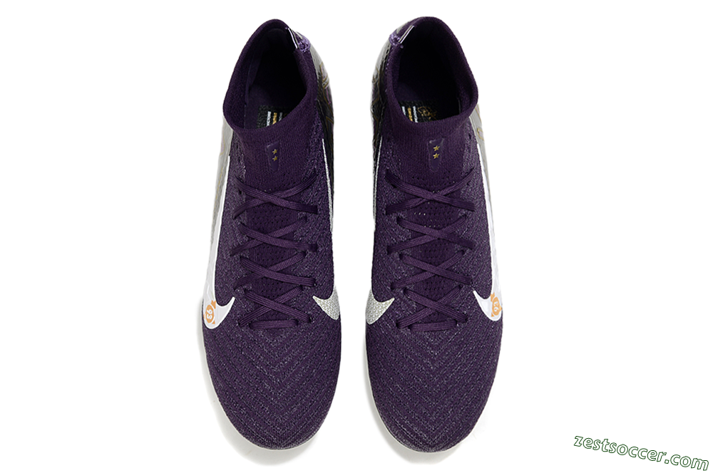 Nike Air Zoom Mercurial Superfly 10 Elite SG High-Tops Soccer Cleats - Purple/White/Gold 4
