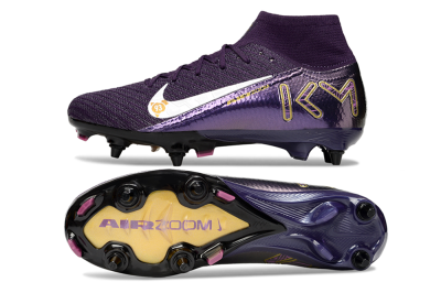 Nike Air Zoom Mercurial Superfly 10 Elite SG High-Tops Soccer Cleats - Purple/White/Gold