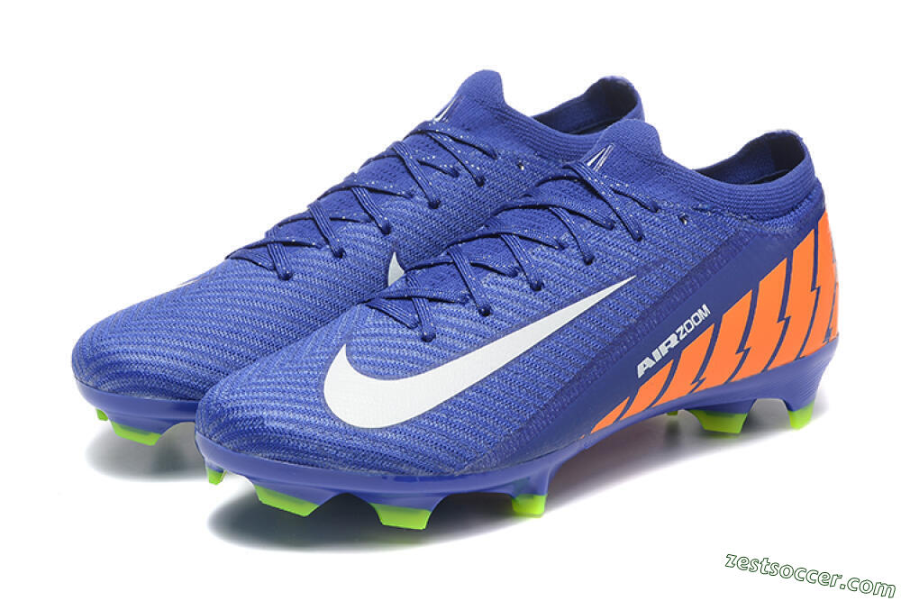 Nike Air Zoom Mercurial Vapor 16 Elite FG Low-Tops Soccer Cleats - Blue/White/Orange 5