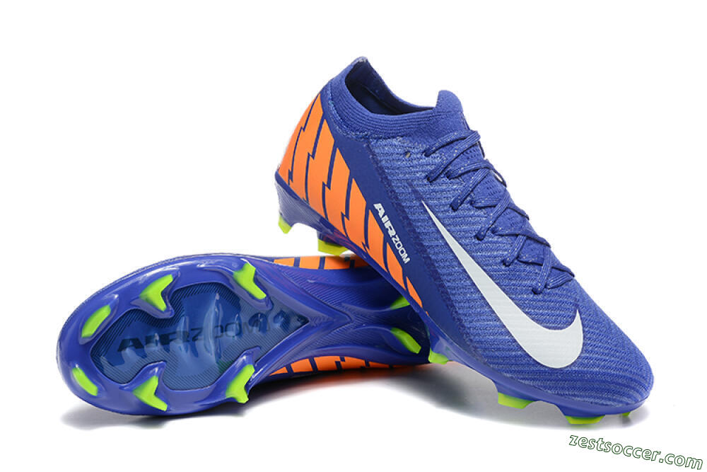 Nike Air Zoom Mercurial Vapor 16 Elite FG Low-Tops Soccer Cleats - Blue/White/Orange 4