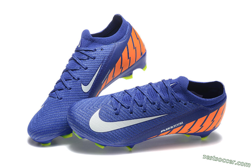 Nike Air Zoom Mercurial Vapor 16 Elite FG Low-Tops Soccer Cleats - Blue/White/Orange 6