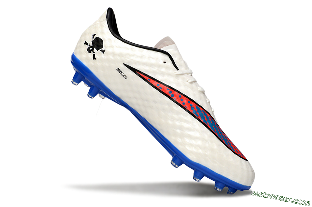 Nike Hypervenom Phantom FG Low-Tops Soccer Cleats - White/Red/Blue 4