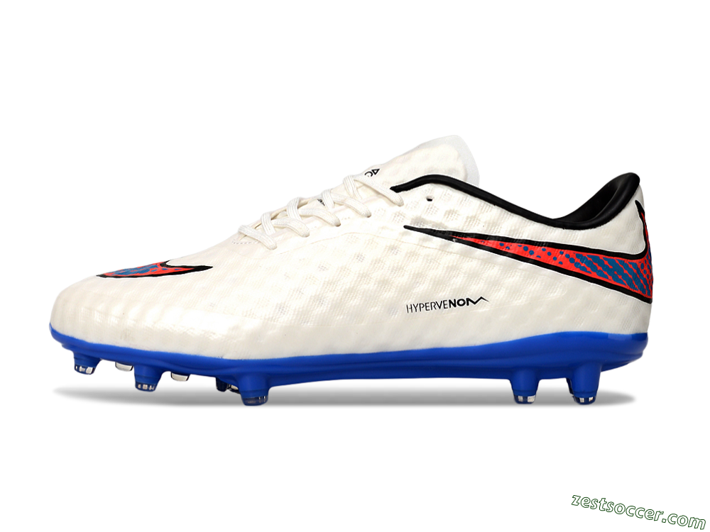 Nike Hypervenom Phantom FG Low-Tops Soccer Cleats - White/Red/Blue 2
