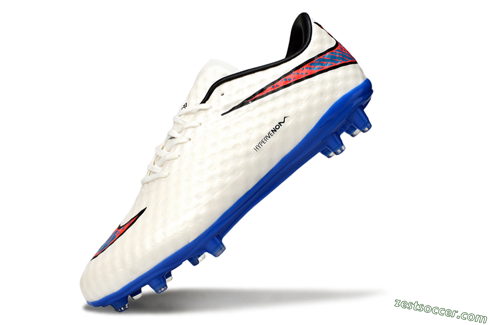 Nike Hypervenom Phantom FG Low-Tops Soccer Cleats - White/Red/Blue 5