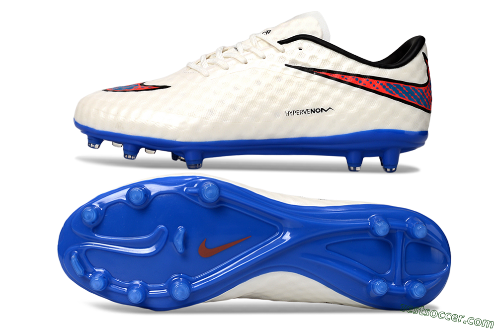 Nike Hypervenom Phantom FG Low-Tops Soccer Cleats - White/Red/Blue 1