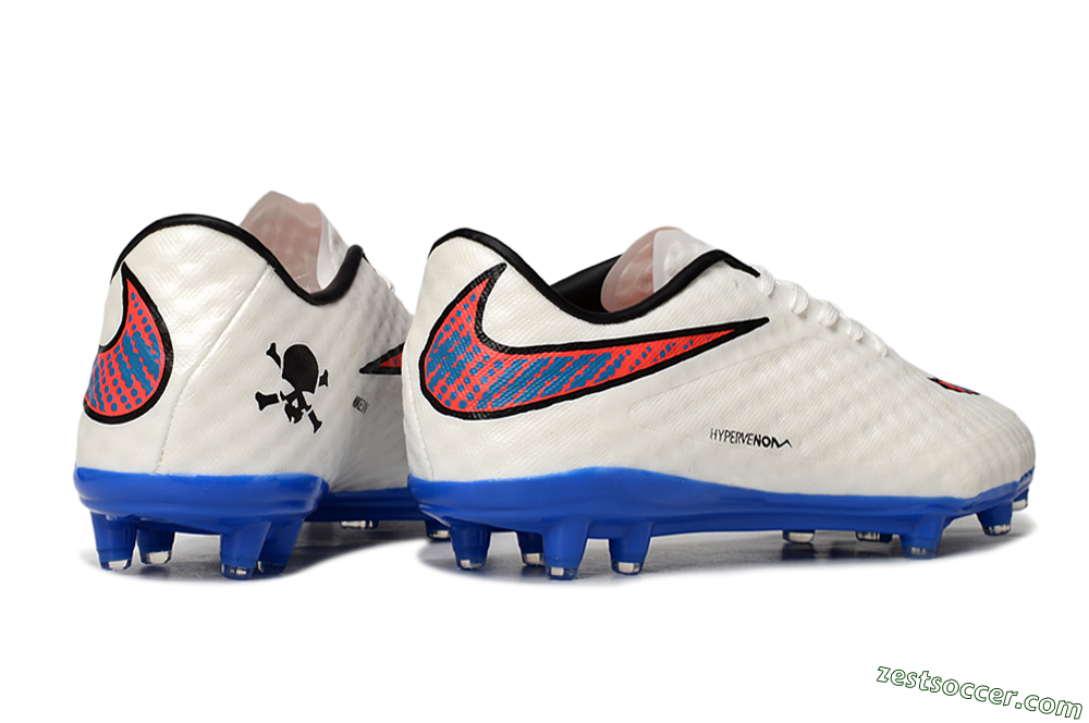 Nike Hypervenom Phantom FG Low-Tops Soccer Cleats - White/Red/Blue 6