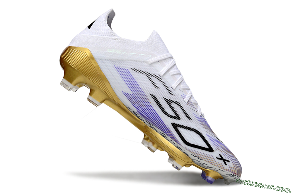 Adidas F50+ Elite Lightstrike Pro FG Low-Tops Soccer Cleats - White/Purple/Gold 4