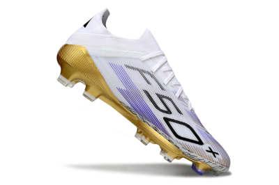 Adidas F50+ Elite Lightstrike Pro FG Low-Tops Soccer Cleats - White/Purple/Gold