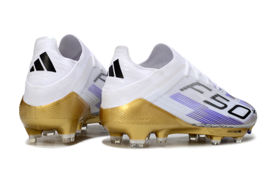 Adidas F50+ Elite Lightstrike Pro FG Low-Tops Soccer Cleats - White/Purple/Gold