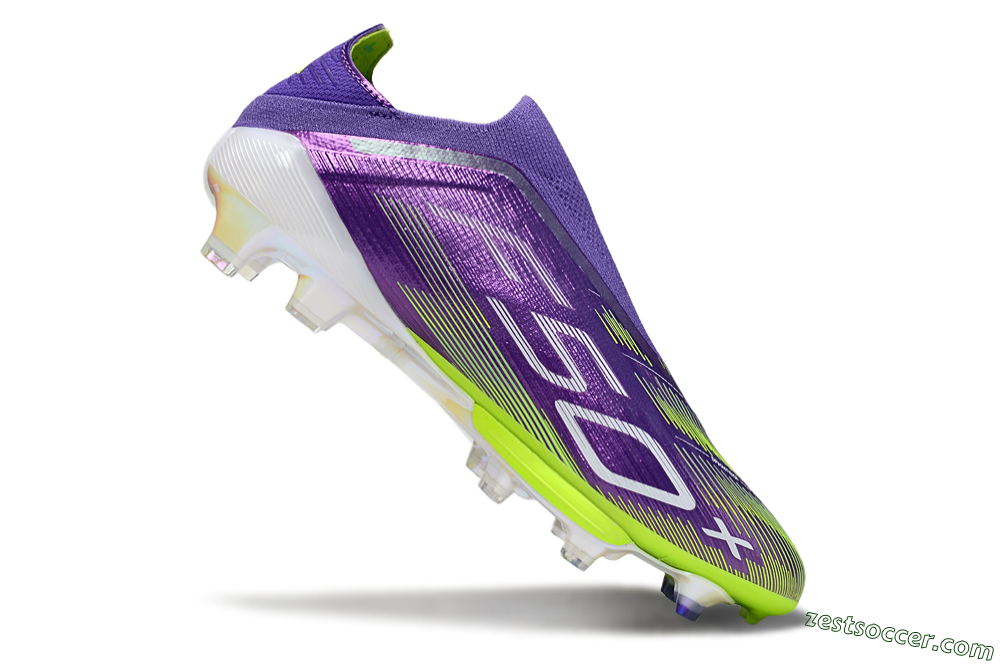Adidas F50+ Elite Laceless FG Low-Tops Soccer Cleats - Purple/Yellow/White 4