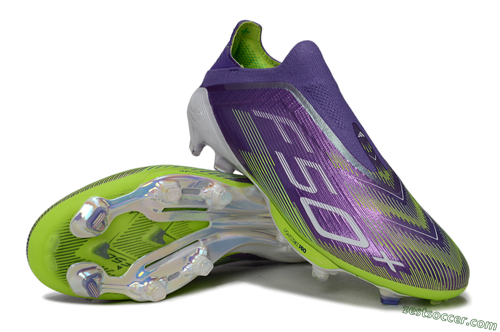 Adidas F50+ Elite Laceless FG Low-Tops Soccer Cleats - Purple/Yellow/White 3