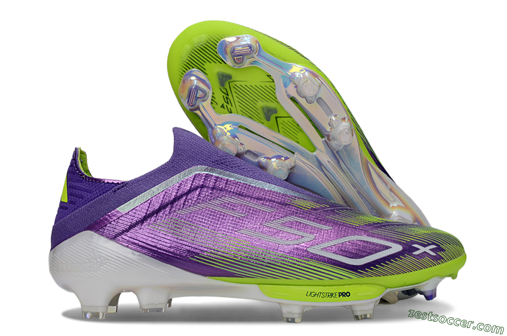 Adidas F50+ Elite Laceless FG Low-Tops Soccer Cleats - Purple/Yellow/White 0