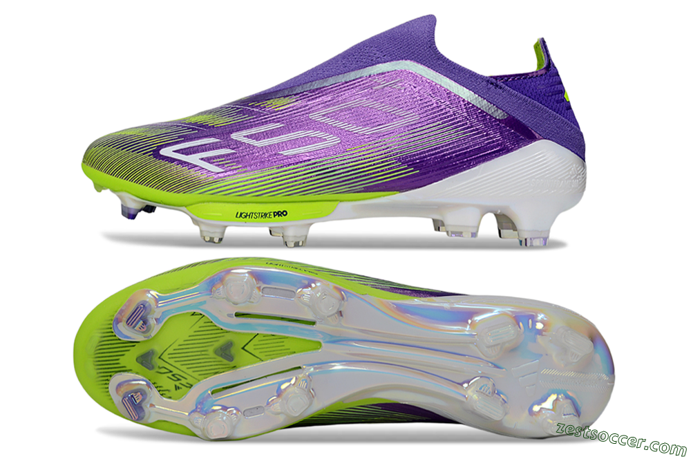 Adidas F50+ Elite Laceless FG Low-Tops Soccer Cleats - Purple/Yellow/White 1