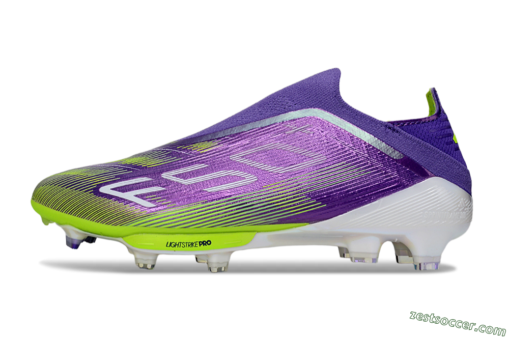 Adidas F50+ Elite Laceless FG Low-Tops Soccer Cleats - Purple/Yellow/White 2