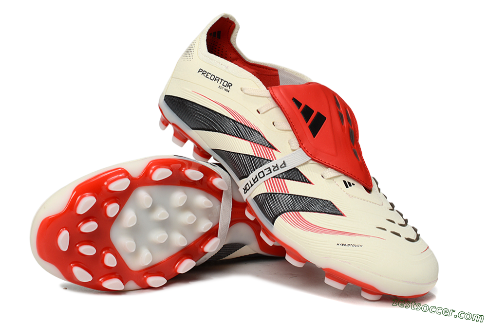 Adidas Predator Elite Foldover Tongue TF Low-Tops Soccer Shoes - Beige/Black/Red 3