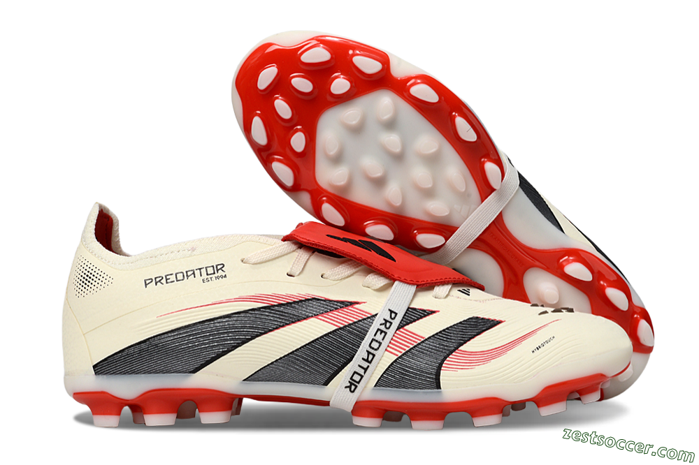 Adidas Predator Elite Foldover Tongue TF Low-Tops Soccer Shoes - Beige/Black/Red 0