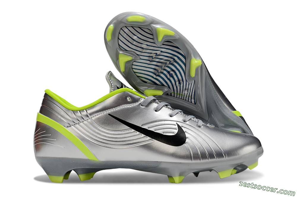 Nike Mercurial Vapor 1 FG Low-Tops Soccer Cleats - Silver/Black/Yellow 0