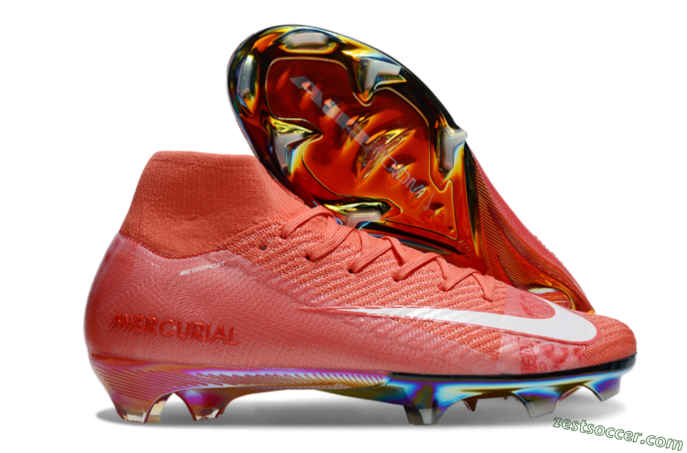 Nike Air Zoom Mercurial Superfly 10 Elite FG High-Tops Soccer Cleats - Red/White/Gold 0