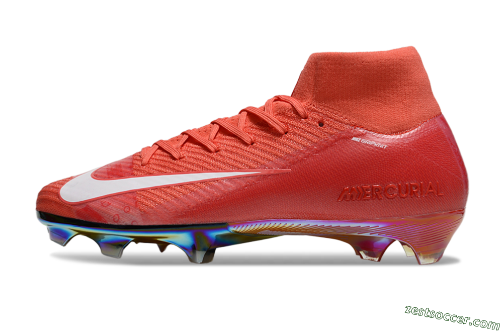 Nike Air Zoom Mercurial Superfly 10 Elite FG High-Tops Soccer Cleats - Red/White/Gold 2