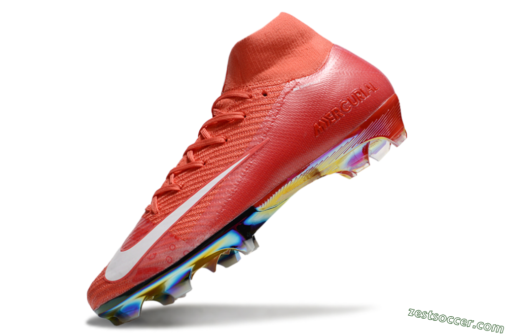 Nike Air Zoom Mercurial Superfly 10 Elite FG High-Tops Soccer Cleats - Red/White/Gold 5