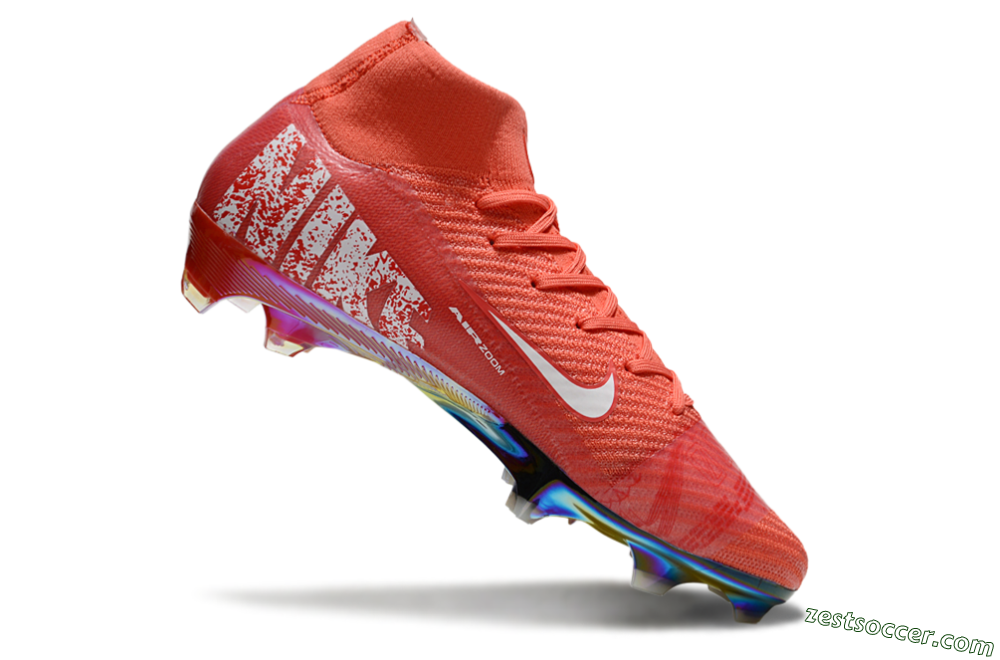Nike Air Zoom Mercurial Superfly 10 Elite FG High-Tops Soccer Cleats - Red/White/Gold 4