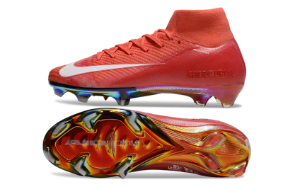 Nike Air Zoom Mercurial Superfly 10 Elite FG High-Tops Soccer Cleats - Red/White/Gold