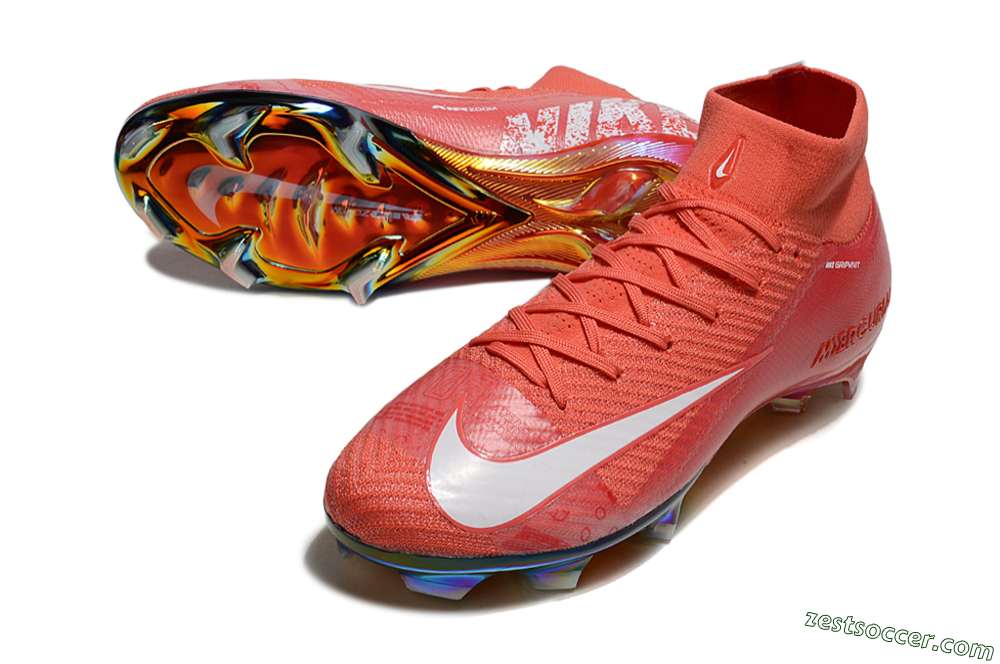 Nike Air Zoom Mercurial Superfly 10 Elite FG High-Tops Soccer Cleats - Red/White/Gold 3