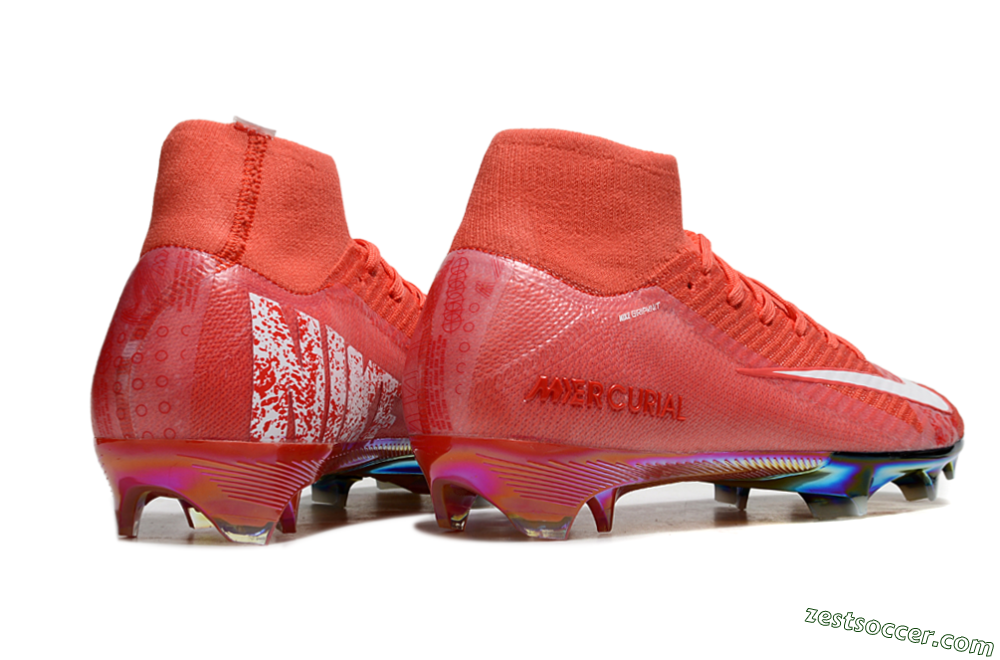 Nike Air Zoom Mercurial Superfly 10 Elite FG High-Tops Soccer Cleats - Red/White/Gold 6