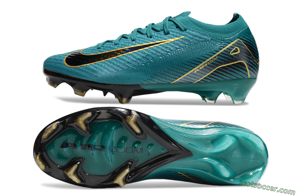 Nike Air Zoom Mercurial Vapor 16 Elite FG Low-Tops Soccer Cleats - Green/Gold/Black 1