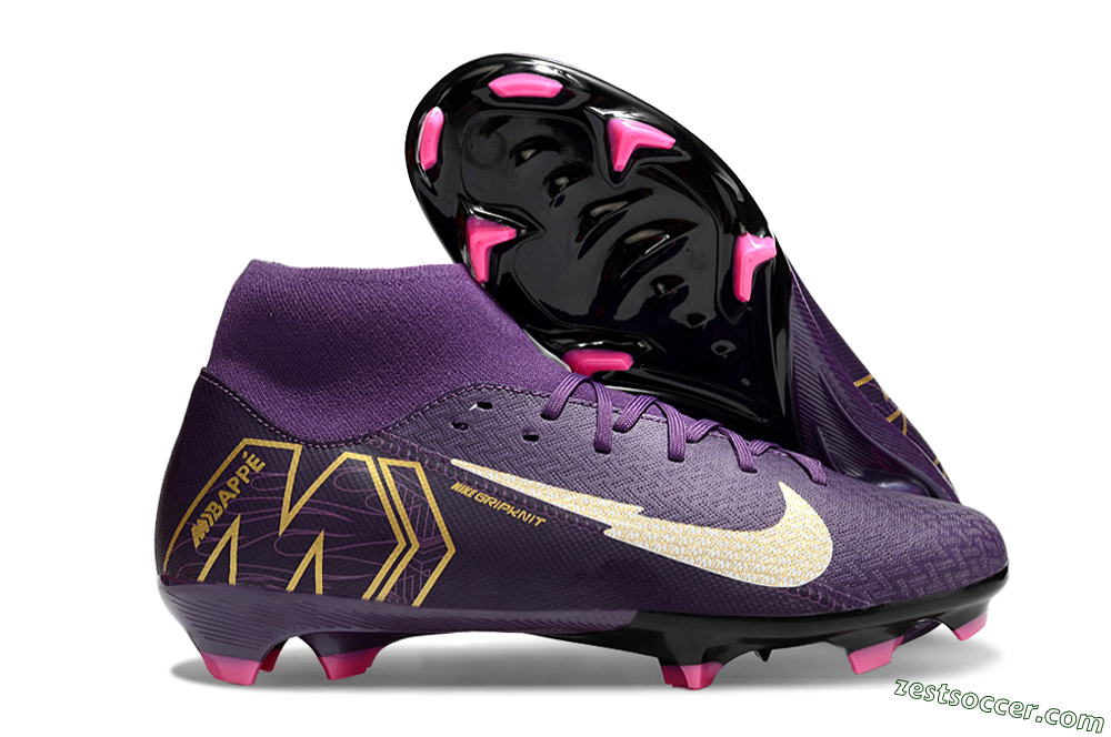 Nike Air Zoom Mercurial Superfly 10 Academy FG High-Tops Soccer Cleats - Purple/White/Gold 0