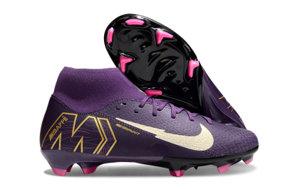 Nike Air Zoom Mercurial Superfly 10 Academy FG High-Tops Soccer Cleats - Purple/White/Gold