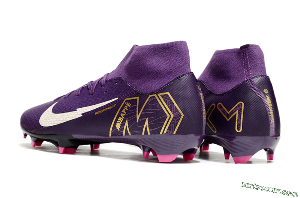 Nike Air Zoom Mercurial Superfly 10 Academy FG High-Tops Soccer Cleats - Purple/White/Gold 6