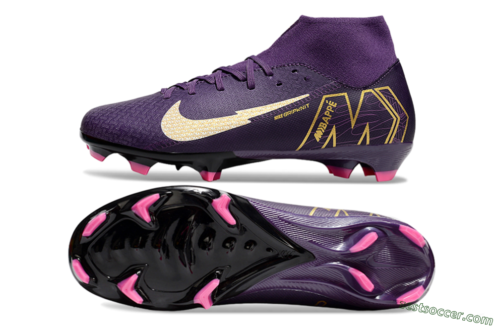 Nike Air Zoom Mercurial Superfly 10 Academy FG High-Tops Soccer Cleats - Purple/White/Gold 1