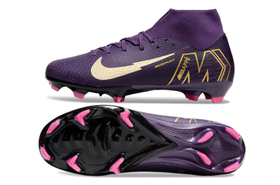 Nike Air Zoom Mercurial Superfly 10 Academy FG High-Tops Soccer Cleats - Purple/White/Gold