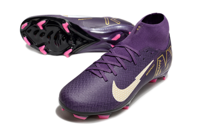 Nike Air Zoom Mercurial Superfly 10 Academy FG High-Tops Soccer Cleats - Purple/White/Gold