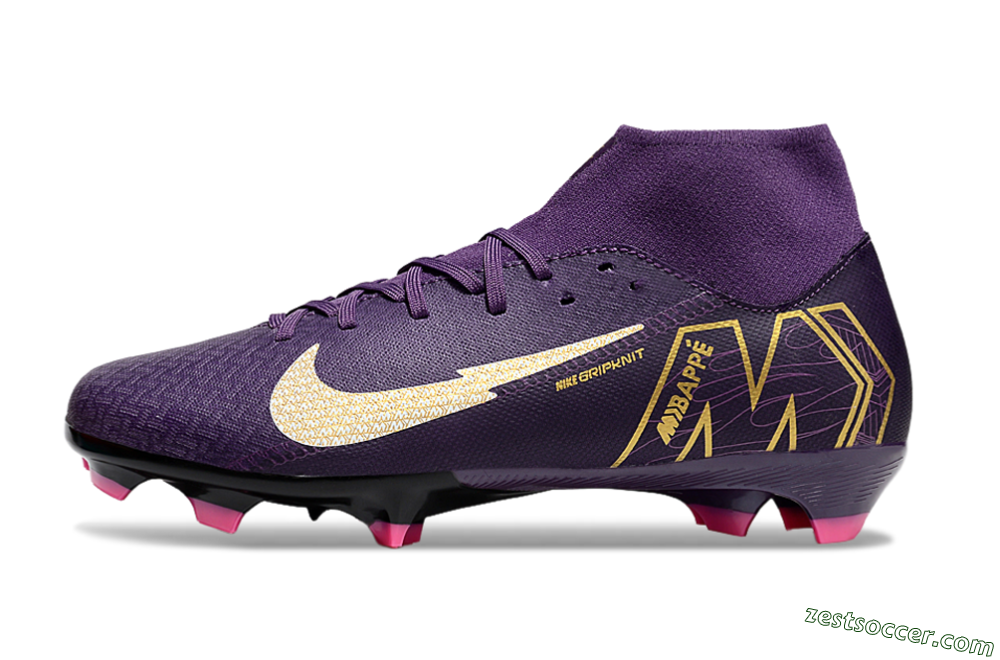 Nike Air Zoom Mercurial Superfly 10 Academy FG High-Tops Soccer Cleats - Purple/White/Gold 2