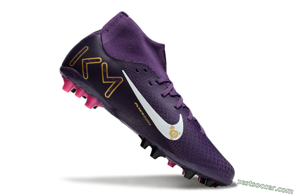 Nike Air Zoom Mercurial Superfly 10 Academy AG High-Tops Soccer Cleats - Purple/White/Gold 4