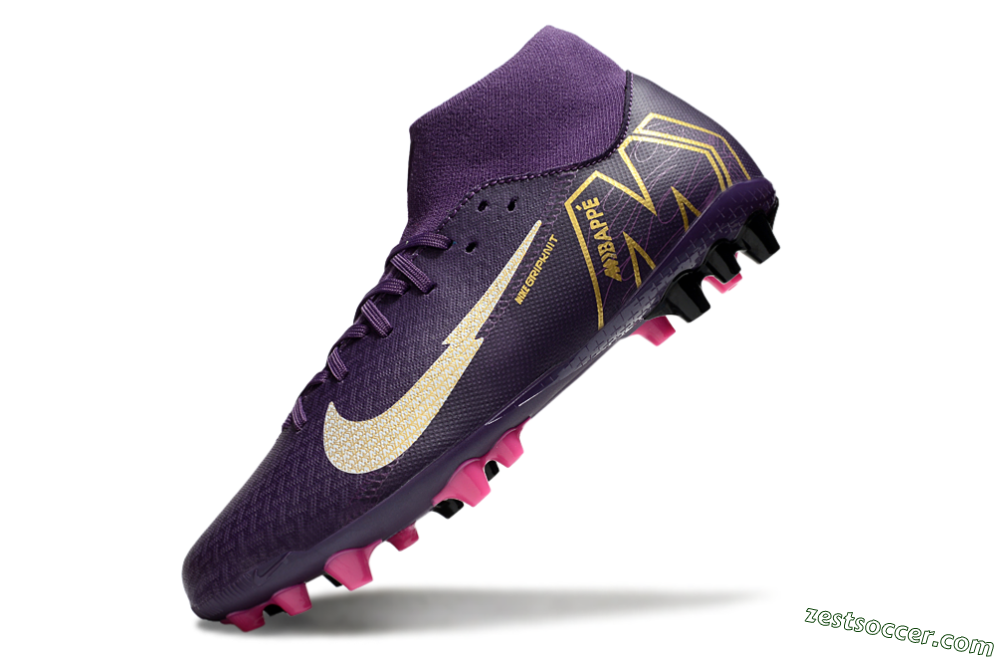 Nike Air Zoom Mercurial Superfly 10 Academy AG High-Tops Soccer Cleats - Purple/White/Gold 5