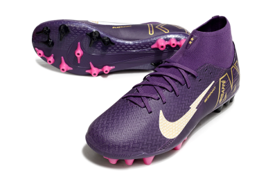Nike Air Zoom Mercurial Superfly 10 Academy AG High-Tops Soccer Cleats - Purple/White/Gold