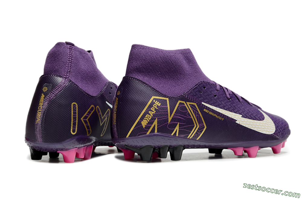 Nike Air Zoom Mercurial Superfly 10 Academy AG High-Tops Soccer Cleats - Purple/White/Gold 6