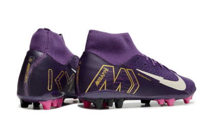 Nike Air Zoom Mercurial Superfly 10 Academy AG High-Tops Soccer Cleats - Purple/White/Gold