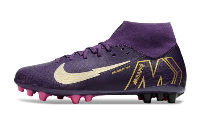 Nike Air Zoom Mercurial Superfly 10 Academy AG High-Tops Soccer Cleats - Purple/White/Gold