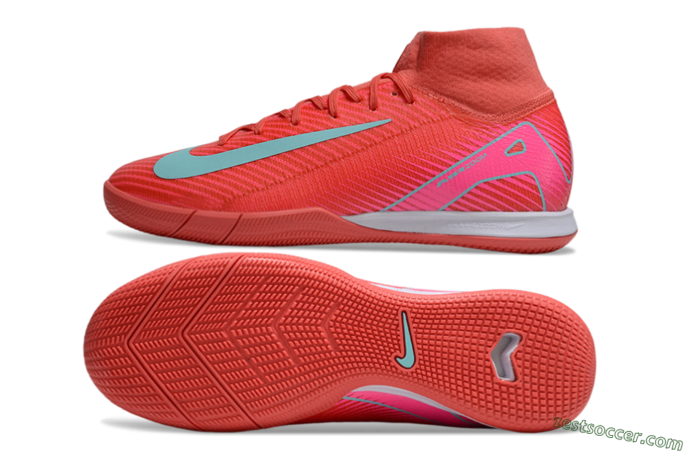 Nike Air Zoom Mercurial Superfly 10 Elite IC High-Tops Soccer Shoes - Red/Jade/Pink 1
